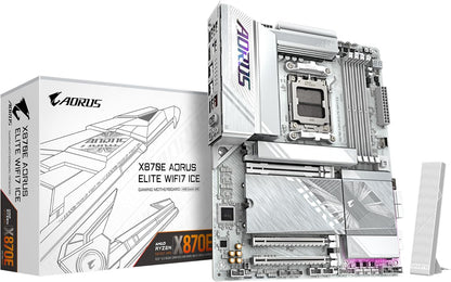 Gigabyte X870E AORUS ELITE WIFI7 ICE White Flagship AMD Ryzen AM5 ATX Motherboard (X870E AORUS ELITE WIFI7 ICE)