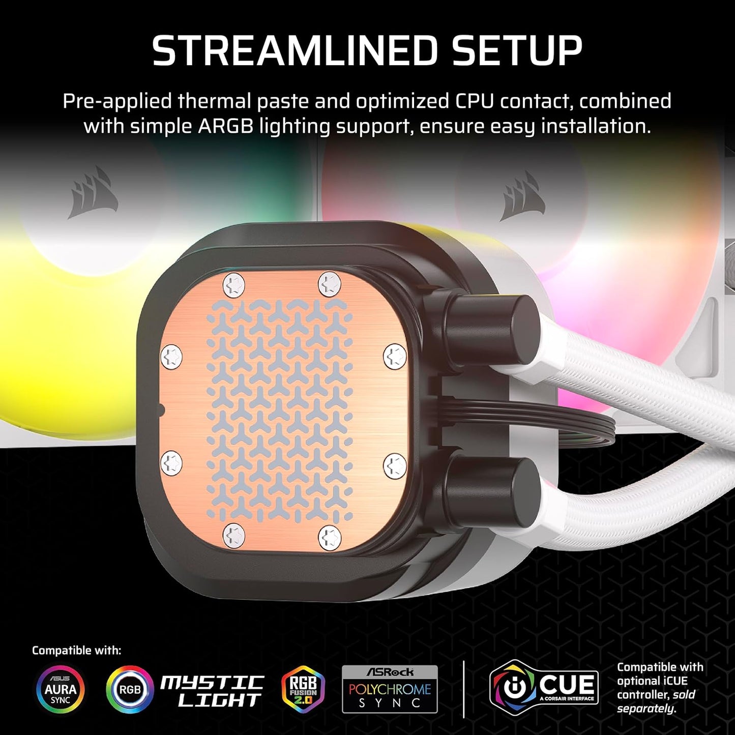 Corsair Nautilus 360 RS ARGB White Liquid CPU Cooler - 360mm AIO Low-Noise Triple Fan (CW-9060090-WW)