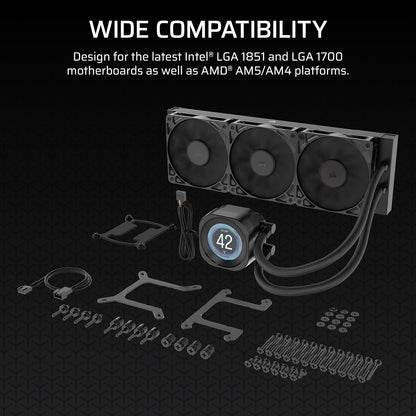 Corsair Nautilus 360 RS LCD Liquid CPU Cooler - 360mm AIO Custom 2.1" IPS Screen (CW-9060099-WW)