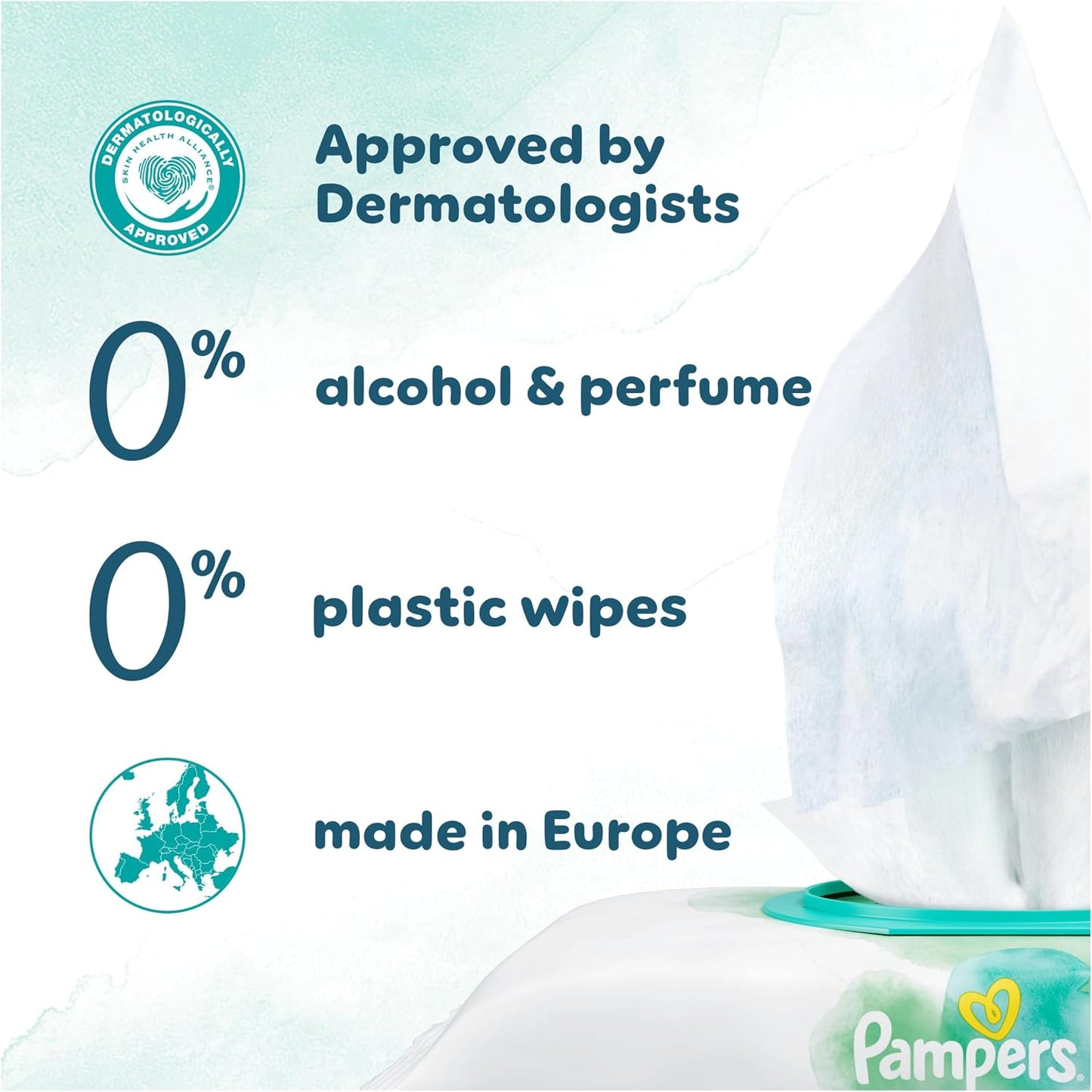 Pampers Harmonie Aqua Baby Wipes Plastic Free – 1152 Count | 99% Water | Sensitive & Newborn Skin