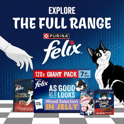 FELIX As Good As It Looks Senior 7+ Mixed in Jelly Wet Cat Food – 120 x 85g