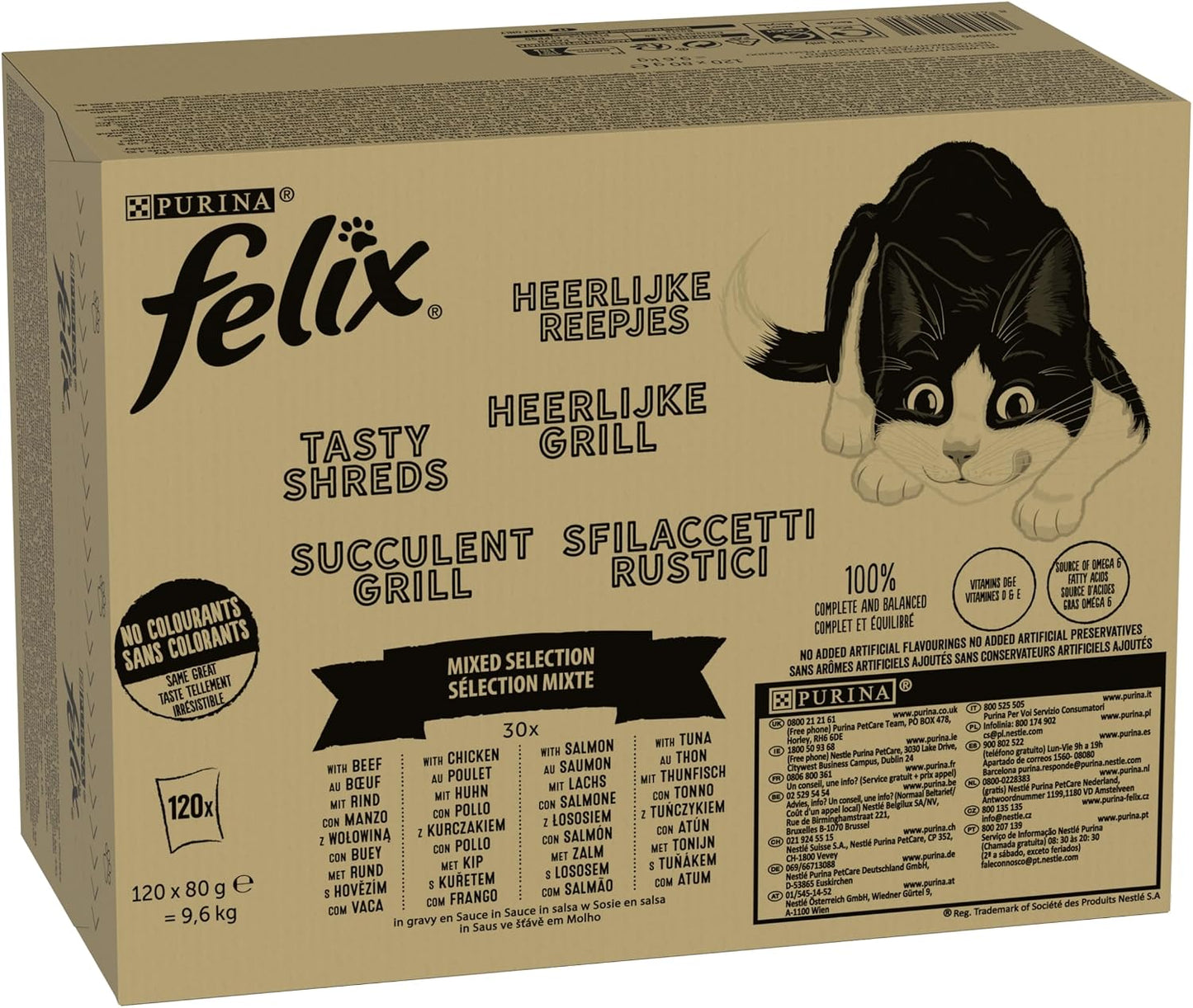 FELIX Tasty Shreds Mixed Selection in Gravy – 120 x 80g