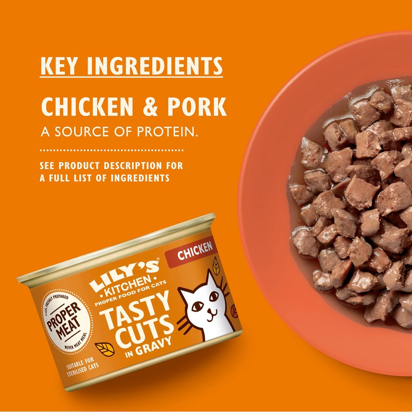 Lily’s Kitchen Tasty Cuts in Gravy Adult Wet Cat Food – 48 x 85g