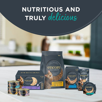 Encore 100% Natural Adult Wet Cat Food – Chicken & Fish Selection in Broth – 48 x 70g Tins