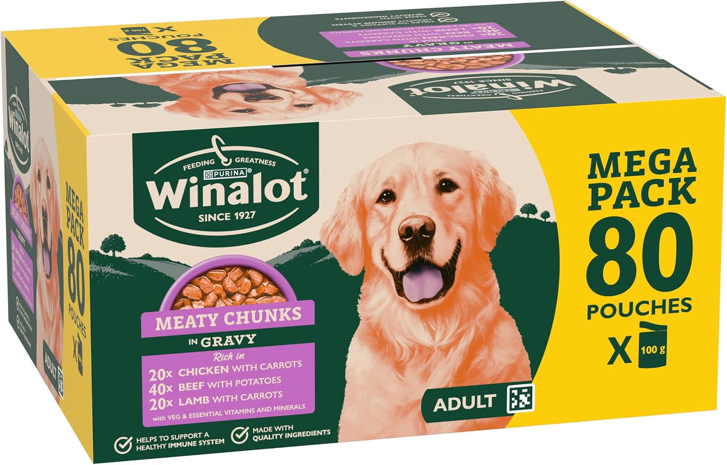 WINALOT Meaty Chunks Mixed in Gravy Wet Dog Food – 80 x 100g