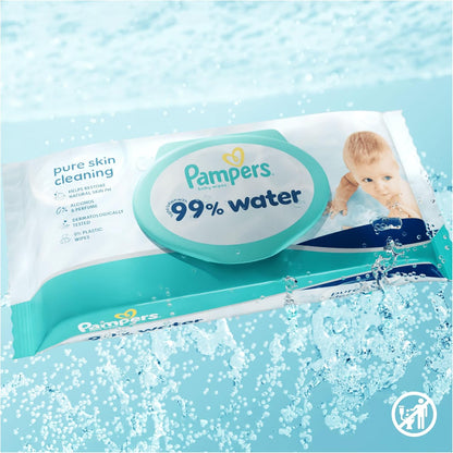 Pampers 99% Water Baby Wipes – 720 Count | Fragrance Free | Newborn & Sensitive Skin