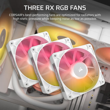 Corsair iCUE Link Titan 360 RX LCD White Liquid CPU Cooler - 360mm AIO Custom IPS Screen Hub (CW-9060092-WW)