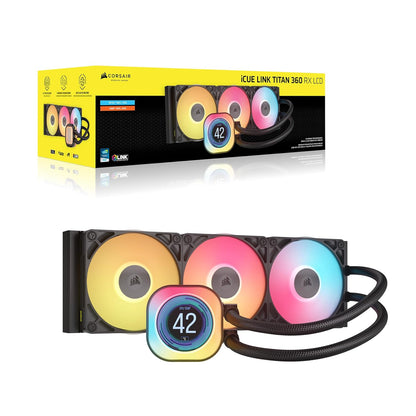 Corsair iCUE Link Titan 360 RX LCD Liquid CPU Cooler - 360mm AIO Custom IPS Screen Hub (CW-9060091-WW)