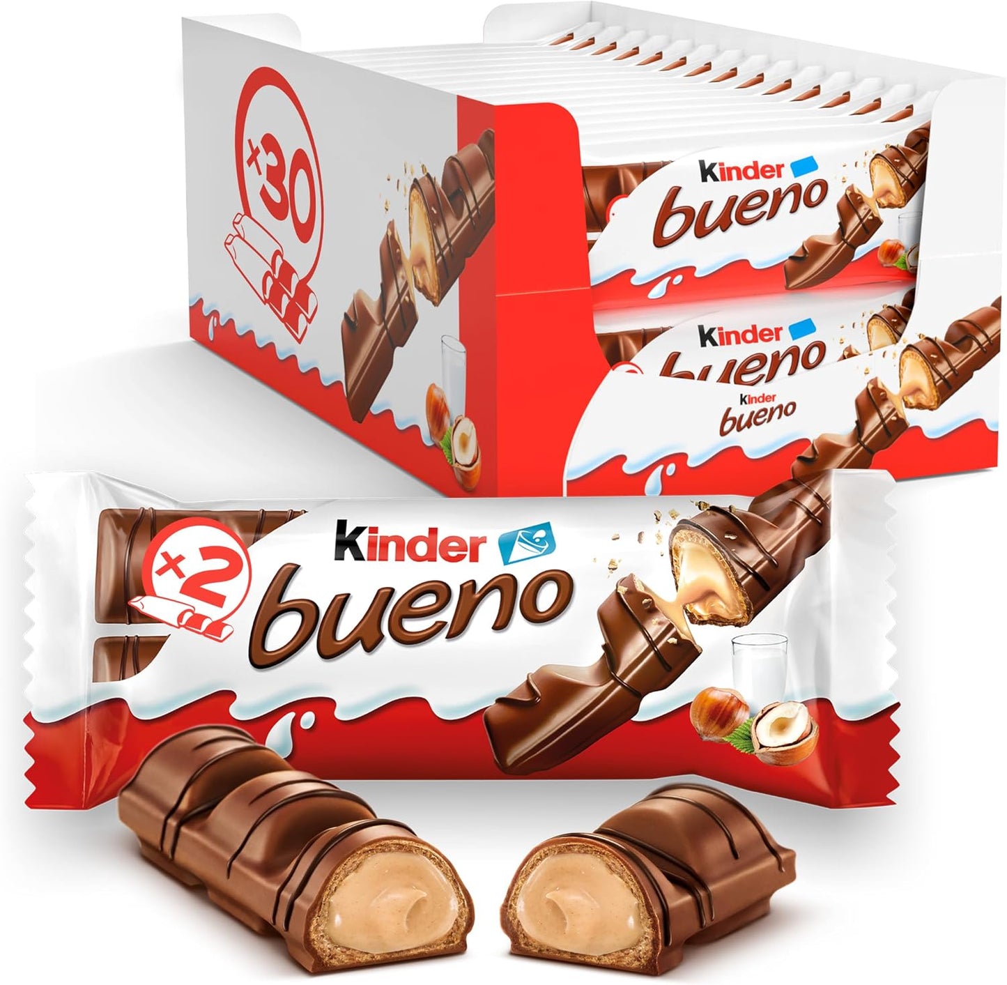 Kinder Bueno Classic Chocolate Bars – 30 Packs, 60 Bars