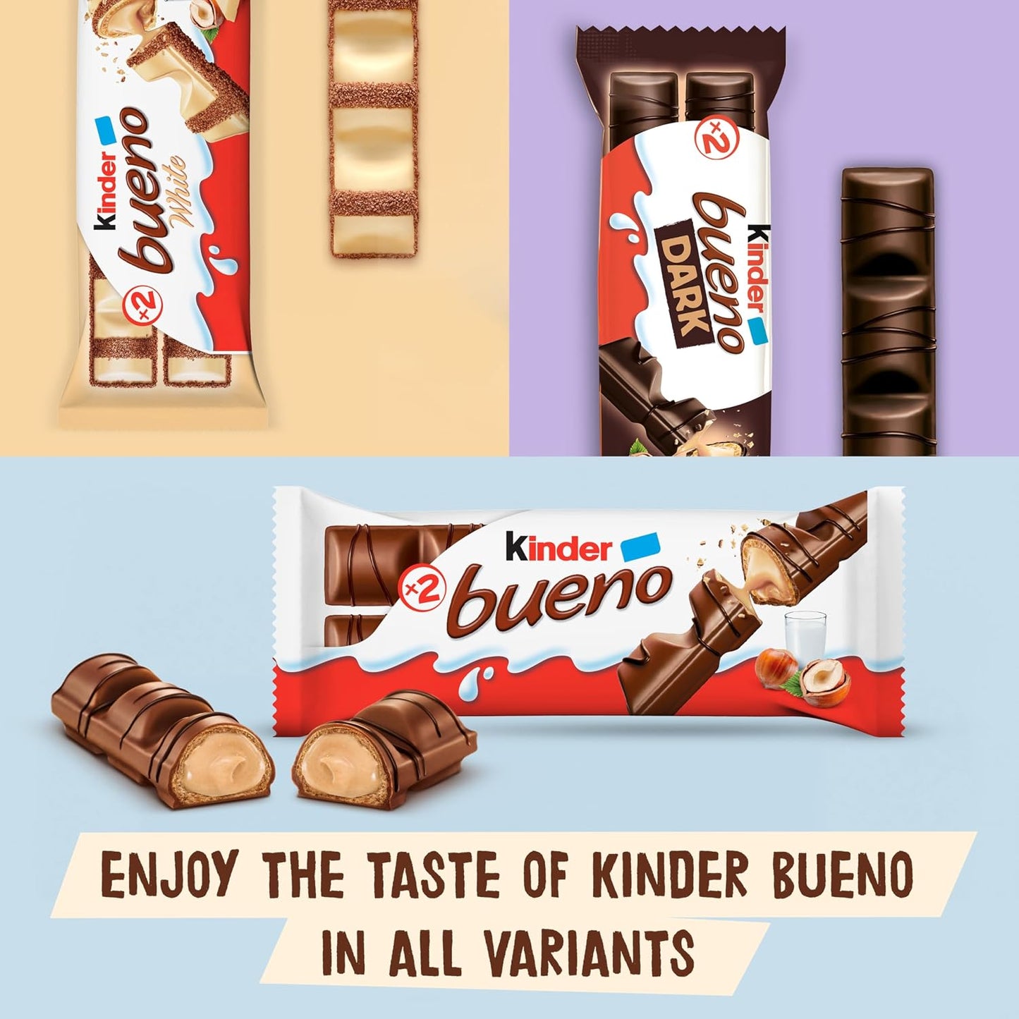 Kinder Bueno Classic Chocolate Bars – 30 Packs, 60 Bars