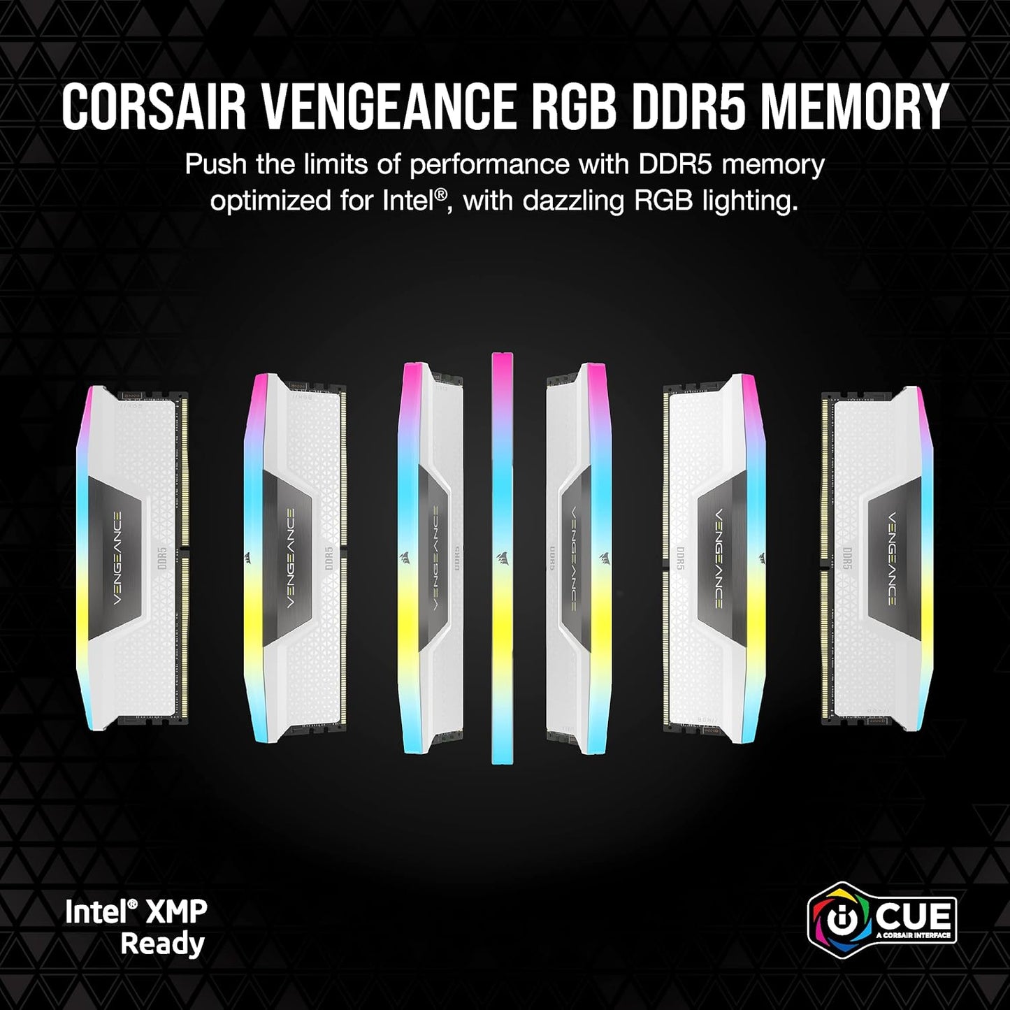 Corsair Vengeance RGB 32GB (2x16GB) DDR5 6000MHz CL36 Desktop Memory - White (CMH32GX5M2E6000C36W)