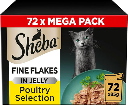 SHEBA Fine Flakes in Jelly – Poultry Collection – 72 x 85g