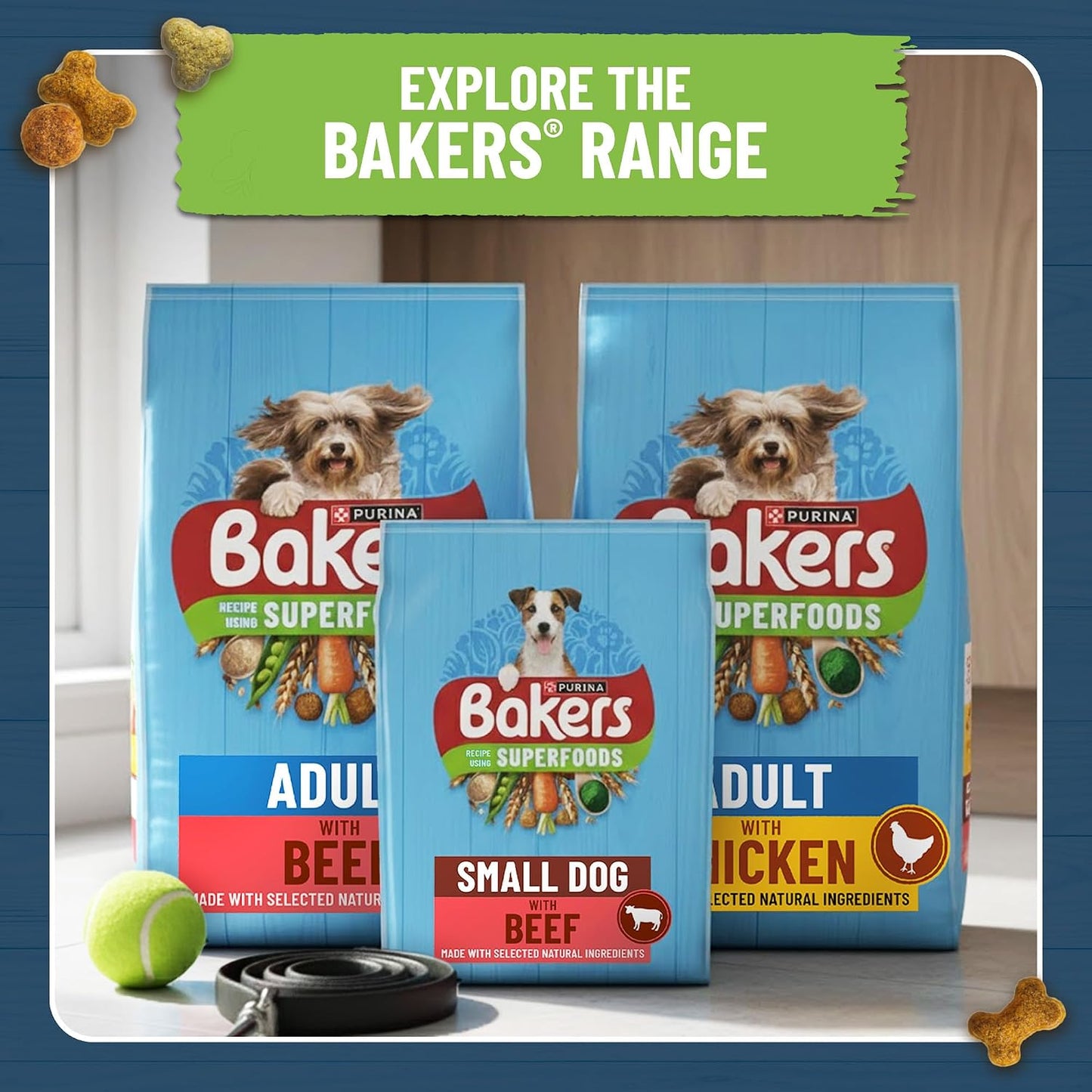 BAKERS Adult Dry Dog Food Beef & Veg with Spirulina & Spinach – 14KG