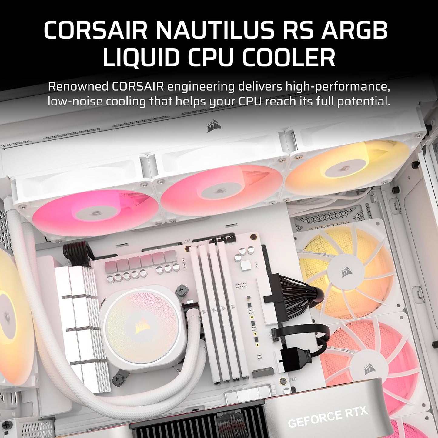 Corsair Nautilus 360 RS ARGB White Liquid CPU Cooler - 360mm AIO Low-Noise Triple Fan (CW-9060090-WW)