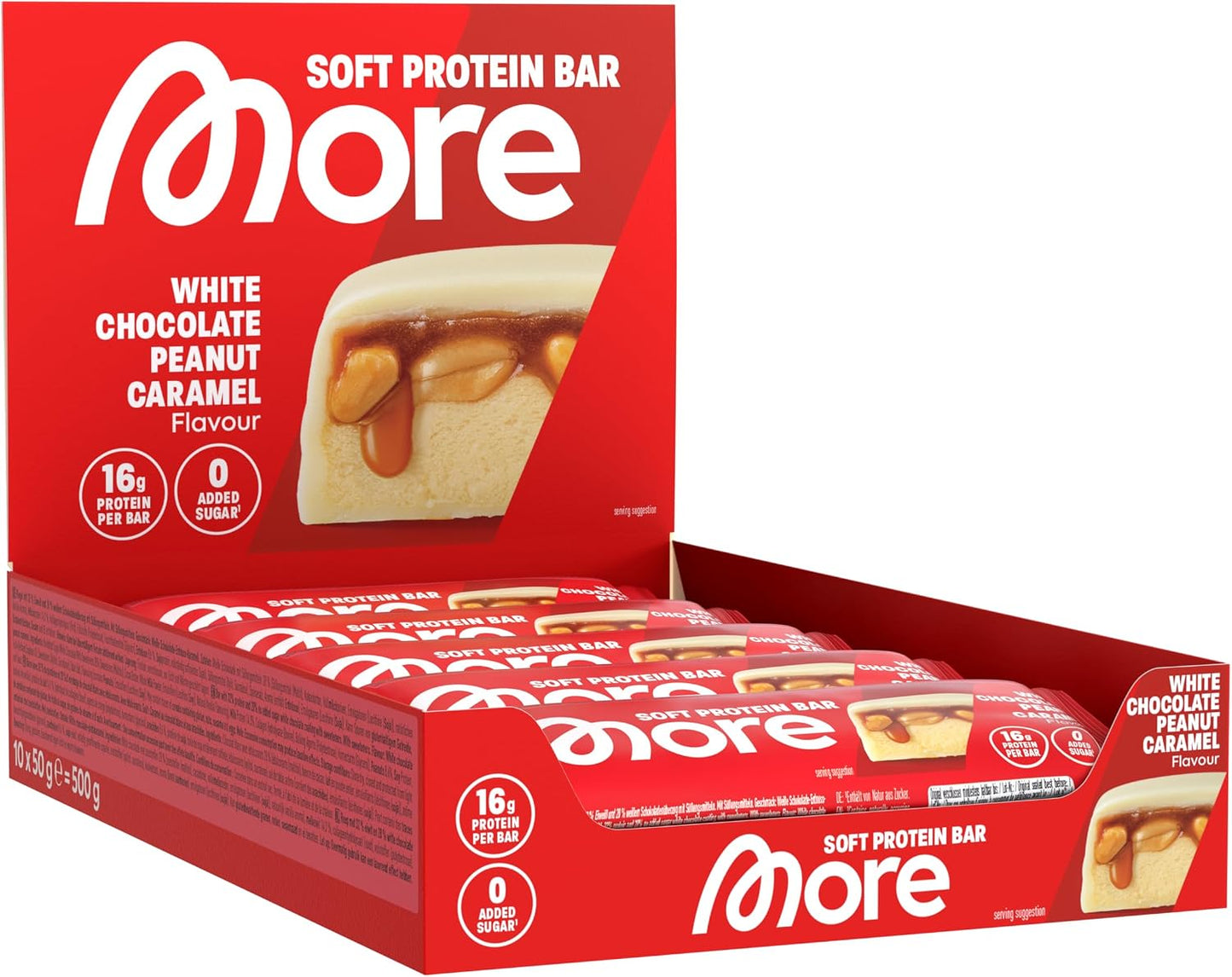 MORE Soft Protein Bar – White Chocolate Peanut Caramel, 10 x 50g