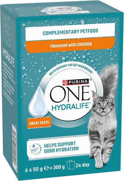 PURINA ONE HYDRALIFE Cat Hydration Drink – Chicken 6 x 50g Pack of 8