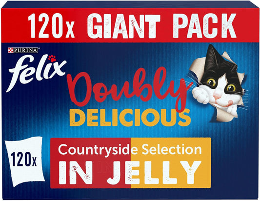 FELIX Doubly Delicious Adult Wet Cat Food Countryside Selection – 120 x 85g