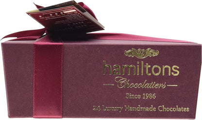 Hamiltons Burgundy Luxury Belgian Ballotin – 24 Handmade Chocolates, 280g